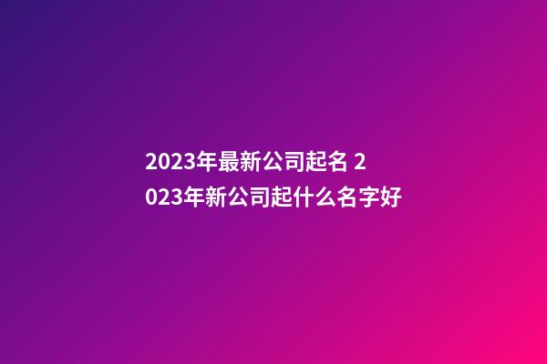 2023年最新公司起名 2023年新公司起什么名字好